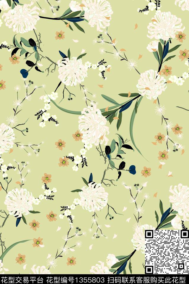花卉花瓣春夏华亿平台数码印花华亿平台下载（图片编号: 1355803） - 瓦栏（Walan）