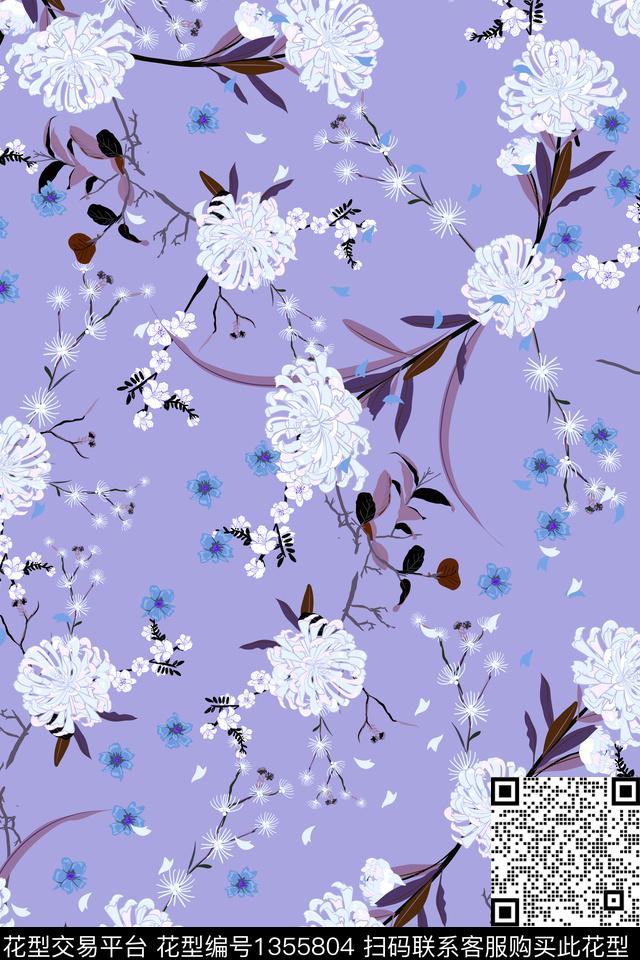 花卉花瓣春夏华亿平台数码印花华亿平台下载（图片编号: 1355804） - 瓦栏（Walan）