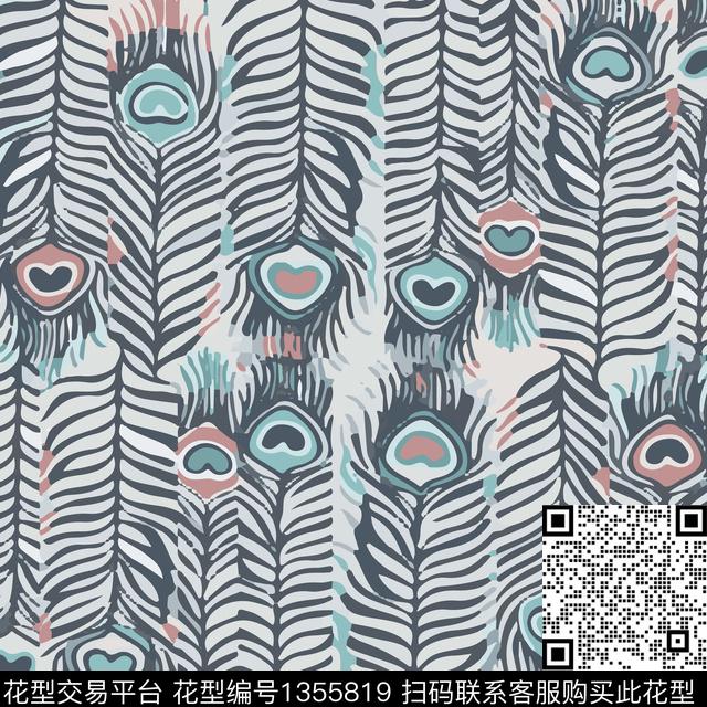 蓝色时尚文艺传统印花华亿平台下载（图片编号: 1355819） - 瓦栏（Walan）