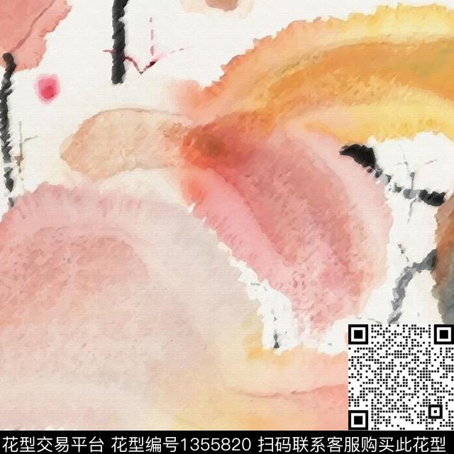 大牌风植物朦胧花卉数码印花华亿平台下载（图片编号: 1355820） - 瓦栏（Walan）