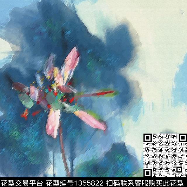 大牌风植物朦胧花卉数码印花华亿平台下载（图片编号: 1355822） - 瓦栏（Walan）
