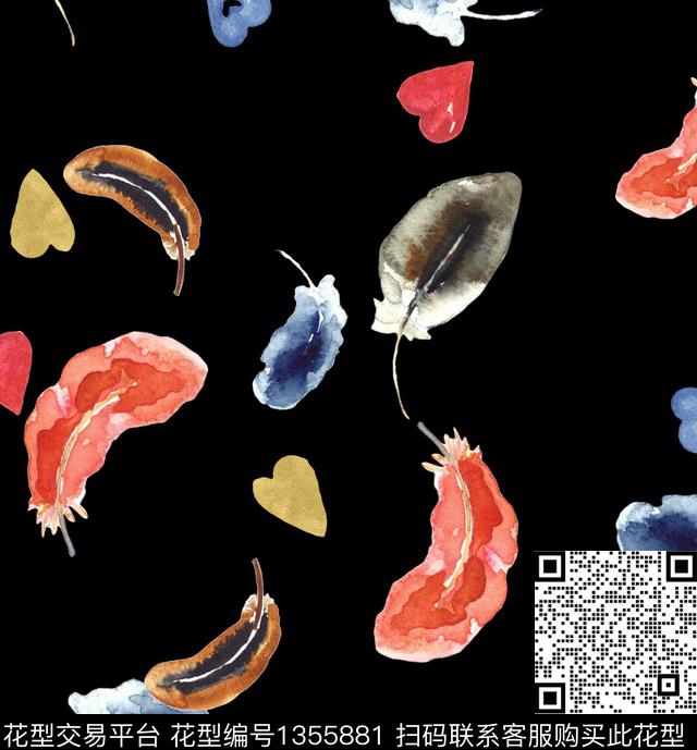 爱心羽毛童装数码印花华亿平台下载（图片编号: 1355881） - 瓦栏（Walan）