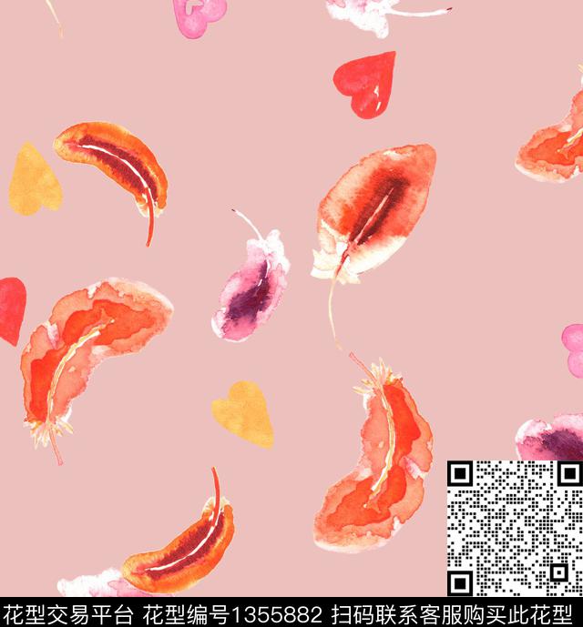 爱心羽毛童装数码印花华亿平台下载（图片编号: 1355882） - 瓦栏（Walan）