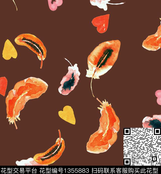 爱心羽毛童装数码印花华亿平台下载（图片编号: 1355883） - 瓦栏（Walan）