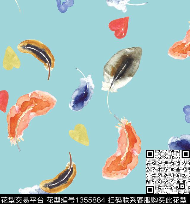 爱心羽毛童装数码印花华亿平台下载（图片编号: 1355884） - 瓦栏（Walan）