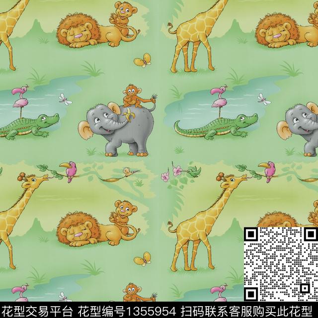 肌理童装卡通动物数码印花华亿平台下载（图片编号: 1355954） - 瓦栏（Walan）