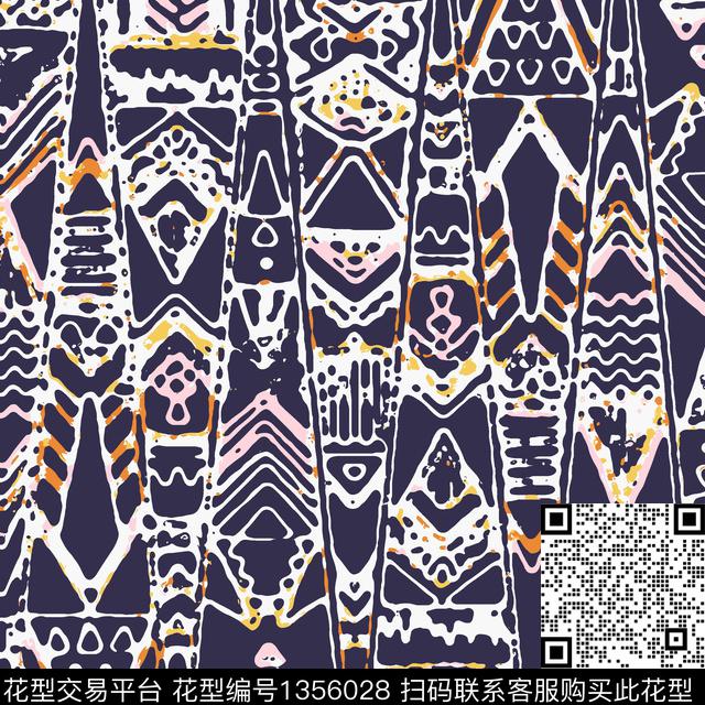 几何花卉抽象花卉花卉传统印花华亿平台下载（图片编号: 1356028） - 瓦栏（Walan）
