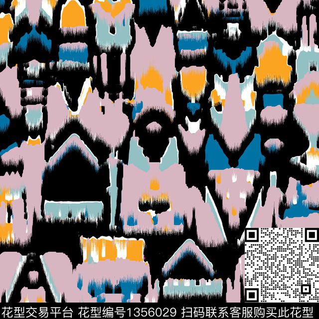 几何花卉抽象花卉花卉传统印花华亿平台下载（图片编号: 1356029） - 瓦栏（Walan）