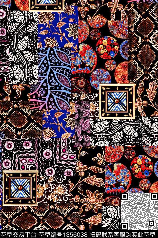 几何复古民族风数码印花华亿平台下载（图片编号: 1356038） - 瓦栏（Walan）