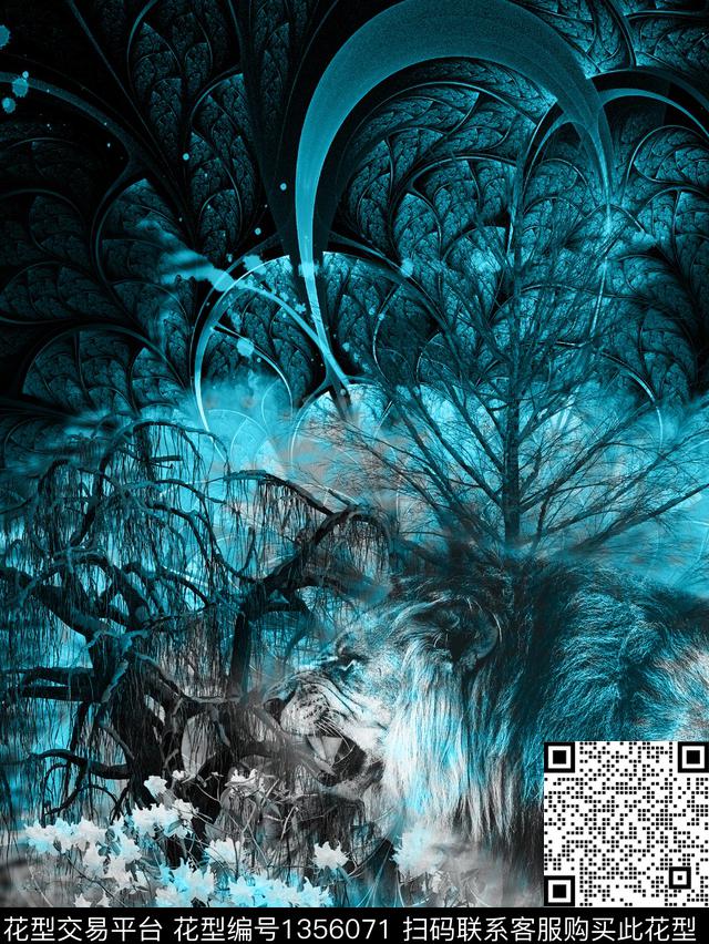 复古抽象男装潮牌数码印花华亿平台下载（图片编号: 1356071） - 瓦栏（Walan）