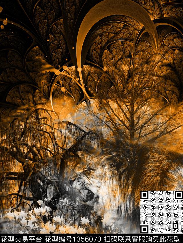 复古抽象男装潮牌数码印花华亿平台下载（图片编号: 1356073） - 瓦栏（Walan）