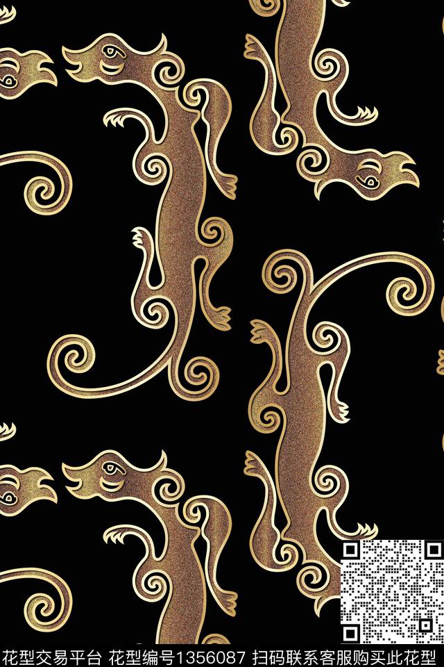 龙纹理复古数码印花华亿平台下载（图片编号: 1356087） - 瓦栏（Walan）