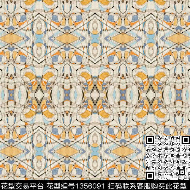 时尚几何波西米亚数码印花华亿平台下载（图片编号: 1356091） - 瓦栏（Walan）