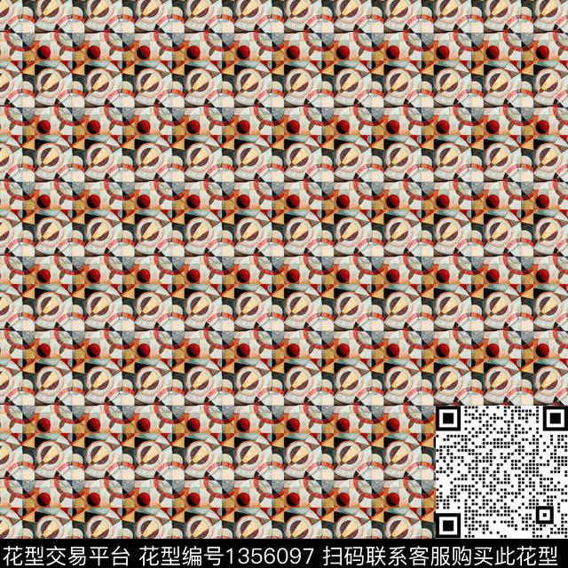 时尚几何波西米亚数码印花华亿平台下载（图片编号: 1356097） - 瓦栏（Walan）