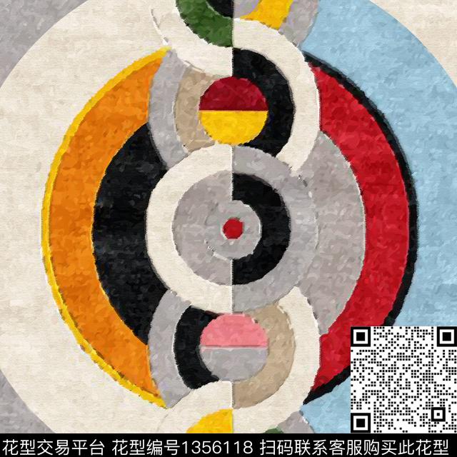 眼睛几何炫彩数码印花华亿平台下载（图片编号: 1356118） - 瓦栏（Walan）