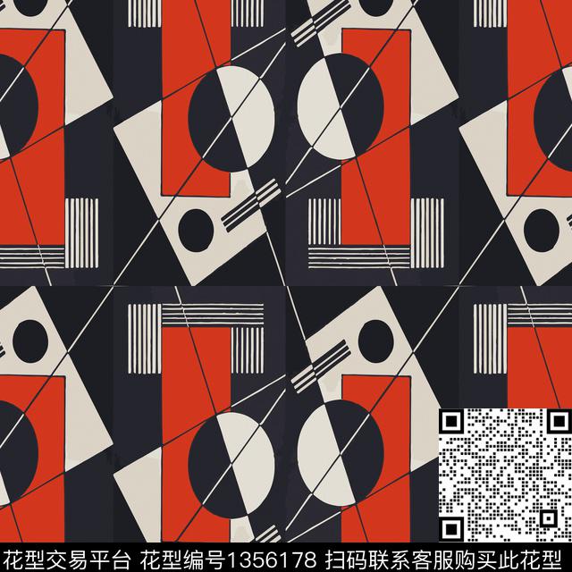 几何黑白条纹方巾数码印花华亿平台下载（图片编号: 1356178） - 瓦栏（Walan）