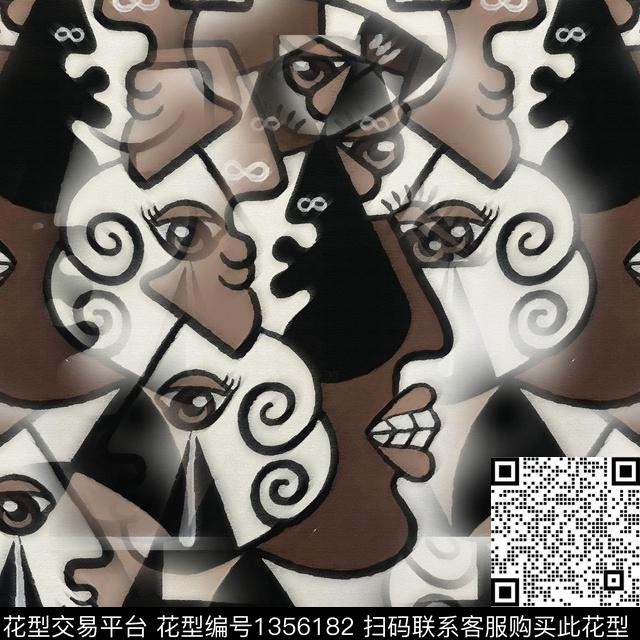 时尚插画印度数码印花华亿平台下载（图片编号: 1356182） - 瓦栏（Walan）