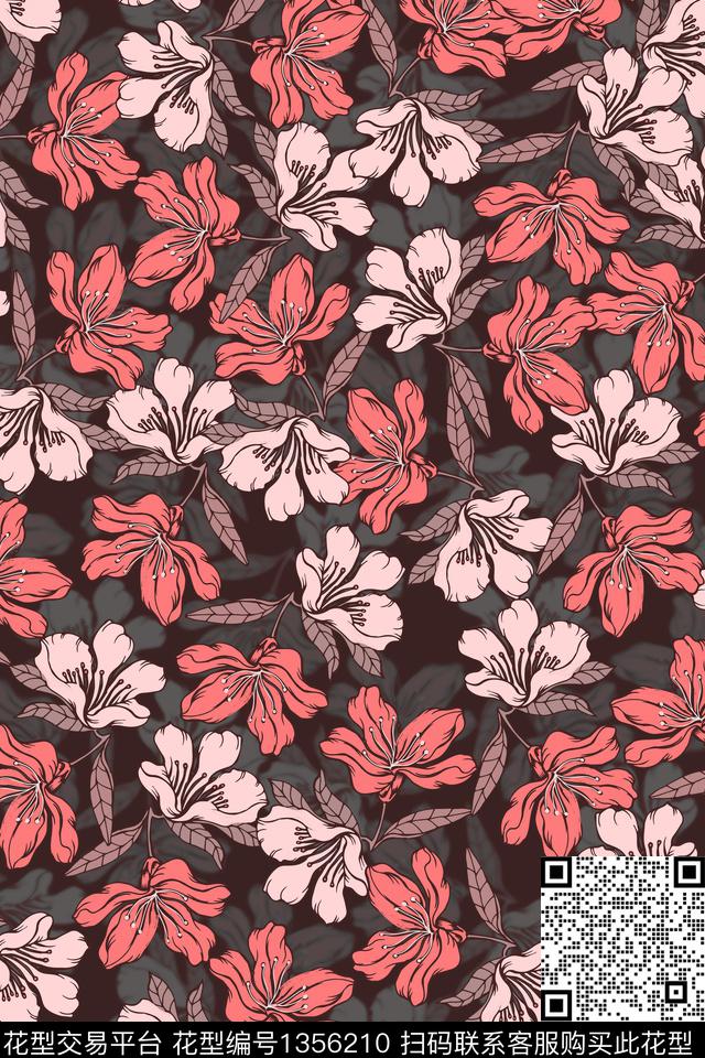 花卉百合花瓣数码印花华亿平台下载（图片编号: 1356210） - 瓦栏（Walan）