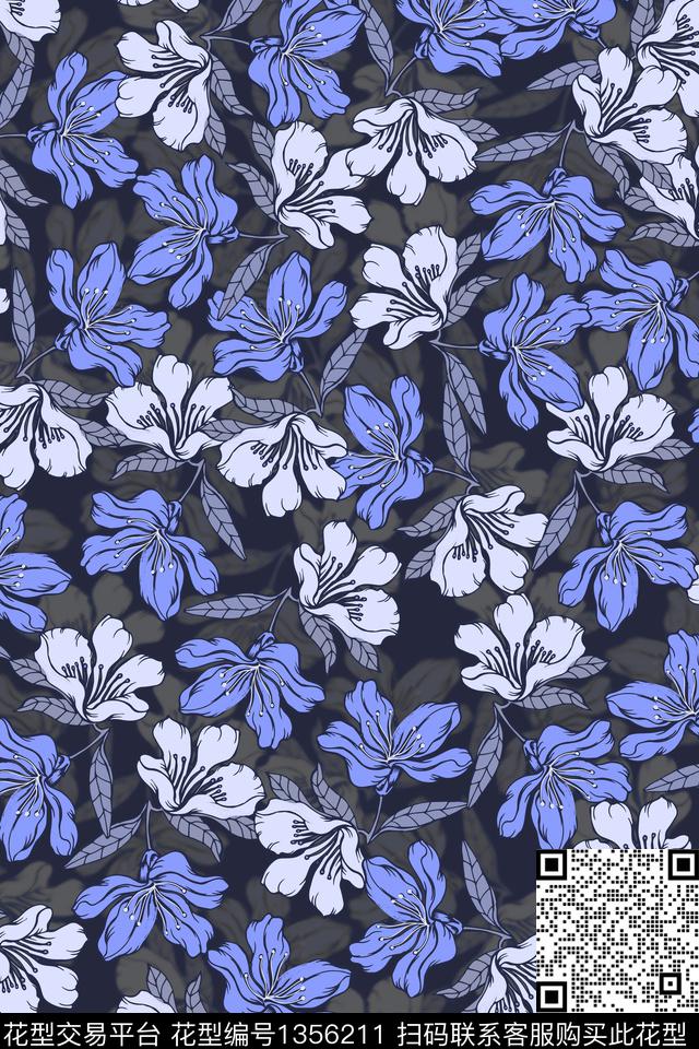 花卉百合花瓣数码印花华亿平台下载（图片编号: 1356211） - 瓦栏（Walan）