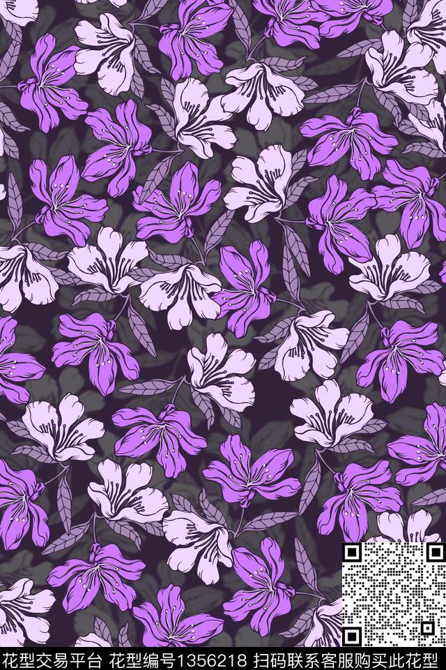 花卉百合花瓣数码印花华亿平台下载（图片编号: 1356218） - 瓦栏（Walan）