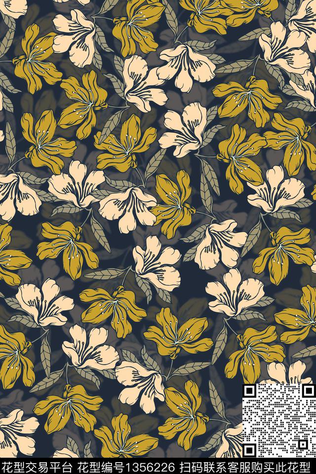 花卉百合花瓣数码印花华亿平台下载（图片编号: 1356226） - 瓦栏（Walan）