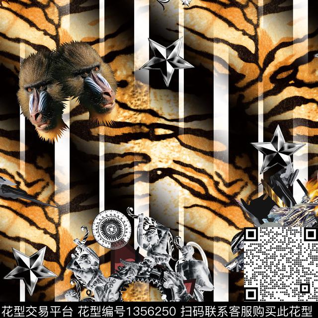 几何男装满版花老虎数码印花华亿平台下载（图片编号: 1356250） - 瓦栏（Walan）