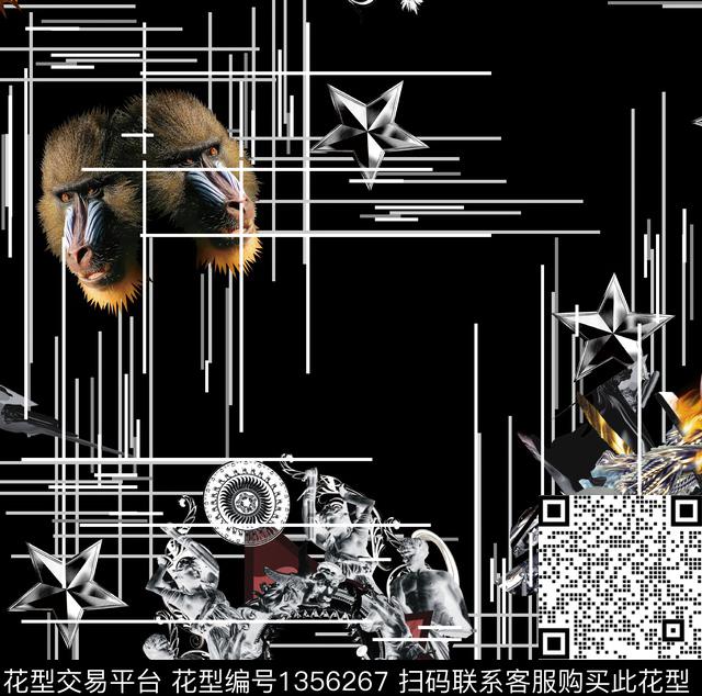 几何男装满版花老虎数码印花华亿平台下载（图片编号: 1356267） - 瓦栏（Walan）