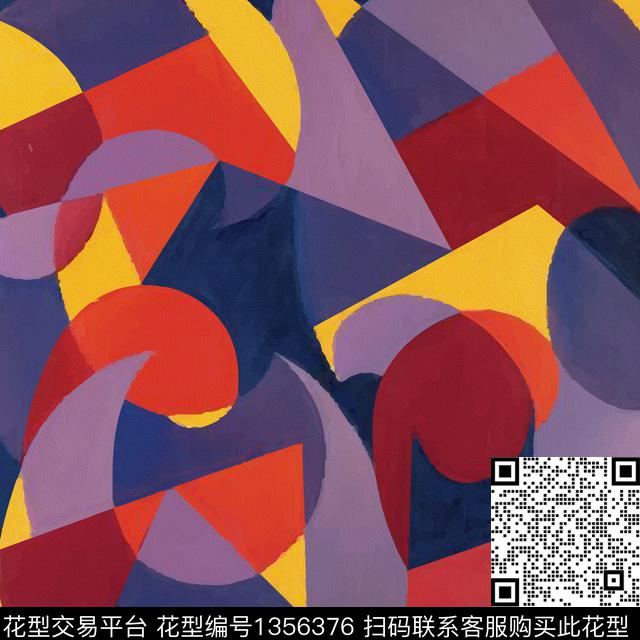 时尚几何抽象数码印花华亿平台下载（图片编号: 1356376） - 瓦栏（Walan）