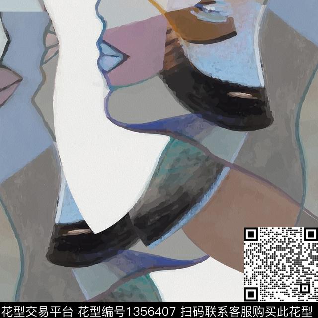 眼睛几何插画数码印花华亿平台下载（图片编号: 1356407） - 瓦栏（Walan）