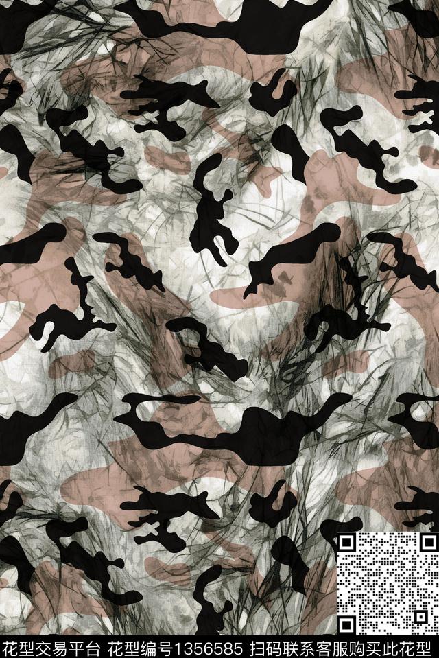 迷彩抽象男装肌理纹数码印花华亿平台下载（图片编号: 1356585） - 瓦栏（Walan）