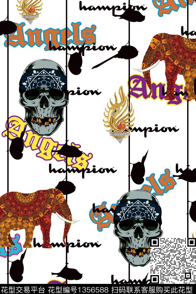 字母大象珠宝宝石数码印花华亿平台下载（图片编号: 1356588） - 瓦栏（Walan）