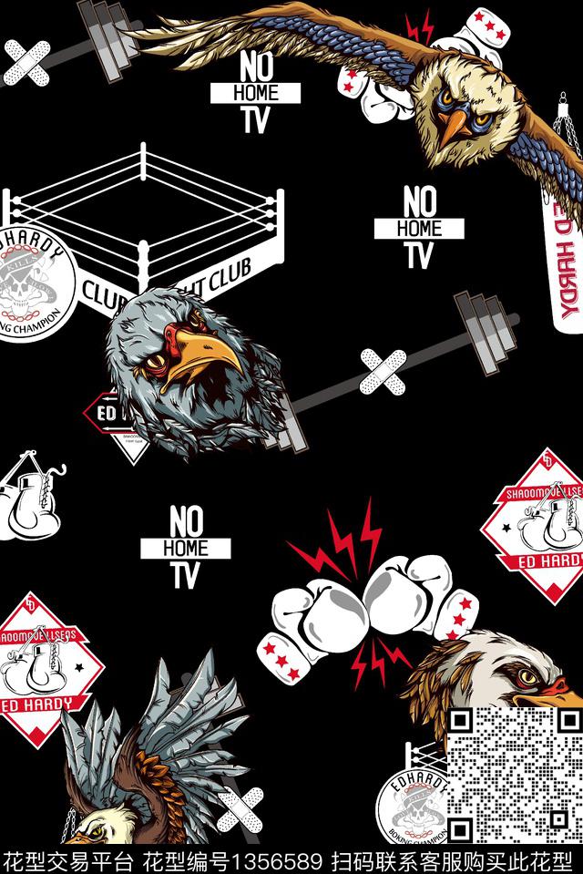 几何老鹰拳击数码印花华亿平台下载（图片编号: 1356589） - 瓦栏（Walan）