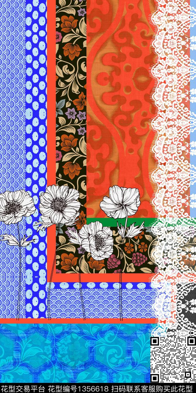 花卉大牌定位花蕾丝元素数码印花华亿平台下载（图片编号: 1356618） - 瓦栏（Walan）