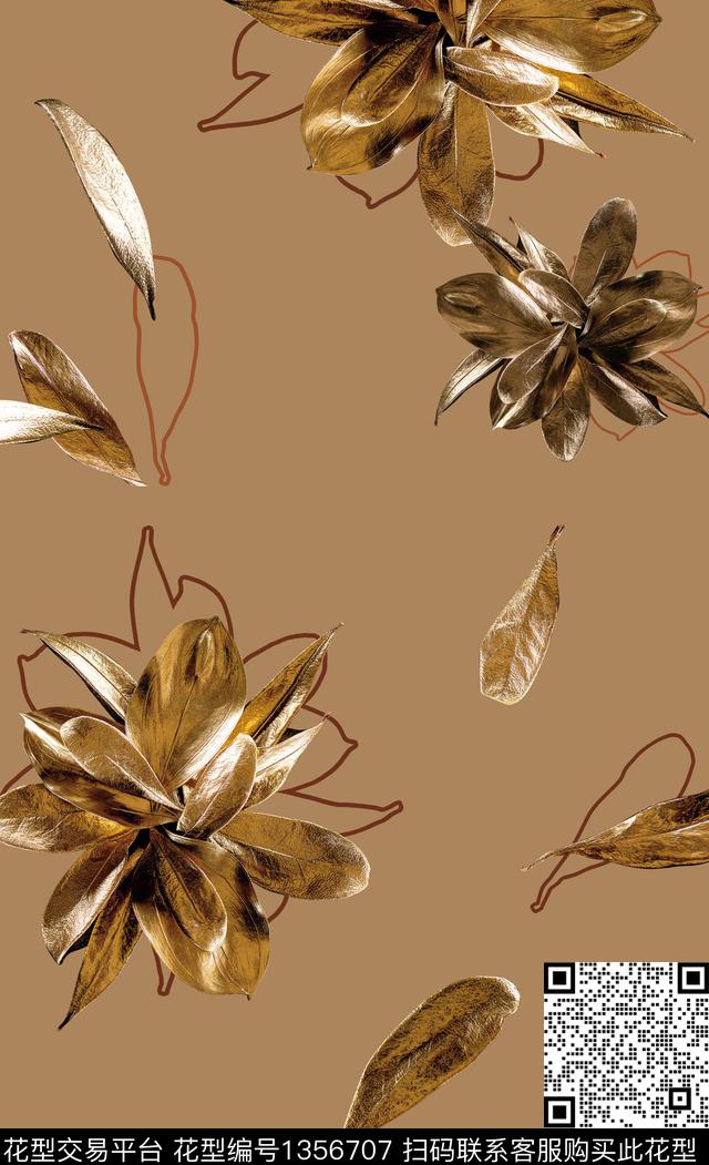 花卉抽象休闲数码印花华亿平台下载（图片编号: 1356707） - 瓦栏（Walan）