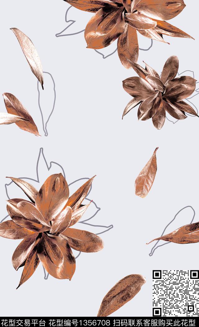 花卉抽象休闲数码印花华亿平台下载（图片编号: 1356708） - 瓦栏（Walan）