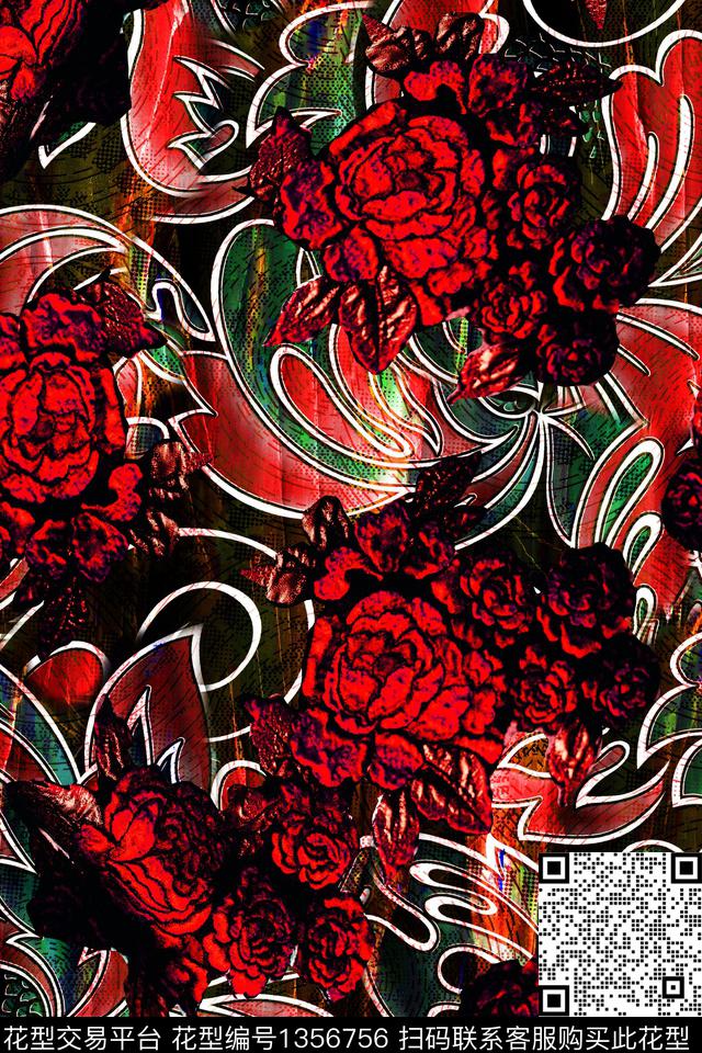 复古香云纱旗袍数码印花华亿平台下载（图片编号: 1356756） - 瓦栏（Walan）