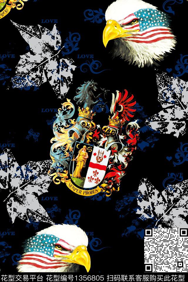 枫叶老鹰欧洲数码印花华亿平台下载（图片编号: 1356805） - 瓦栏（Walan）