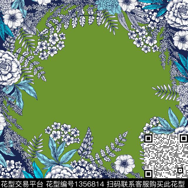 方巾女装花卉传统印花华亿平台下载（图片编号: 1356814） - 瓦栏（Walan）