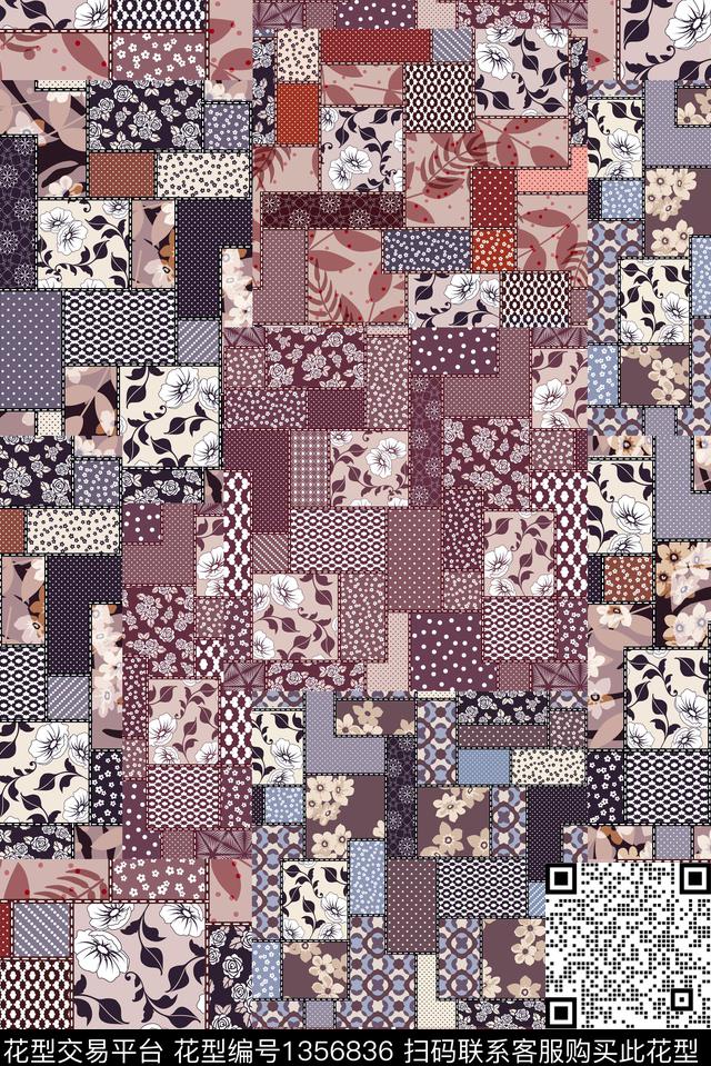 几何民族风混合拼接传统印花华亿平台下载（图片编号: 1356836） - 瓦栏（Walan）