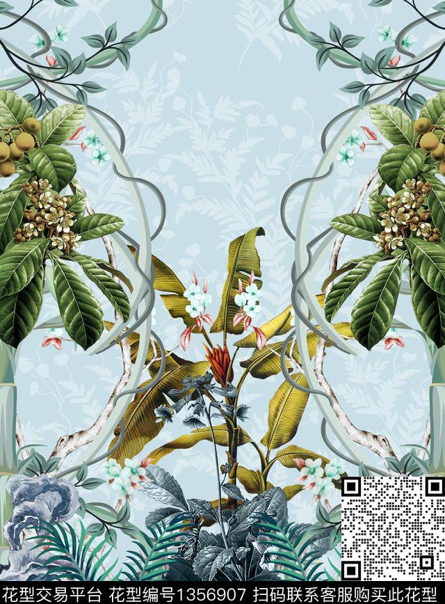 复古抽象男装潮牌数码印花华亿平台下载（图片编号: 1356907） - 瓦栏（Walan）