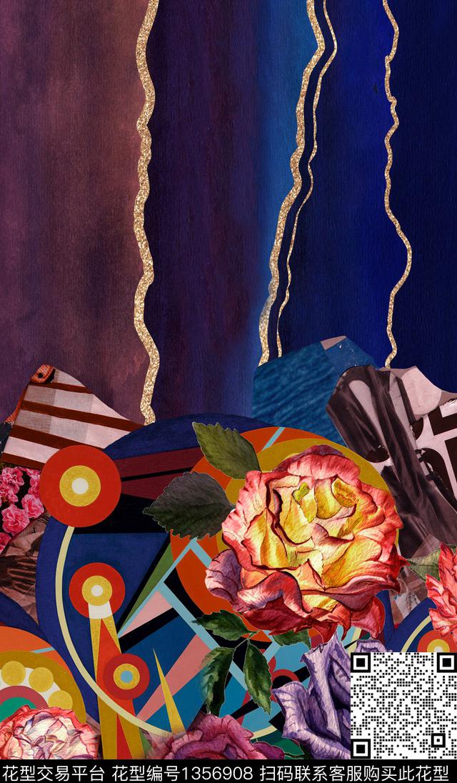 几何数码定位花花卉数码印花华亿平台下载（图片编号: 1356908） - 瓦栏（Walan）