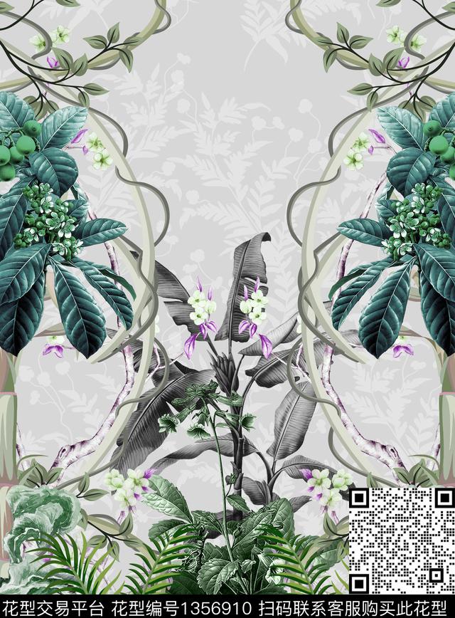 复古抽象男装潮牌数码印花华亿平台下载（图片编号: 1356910） - 瓦栏（Walan）