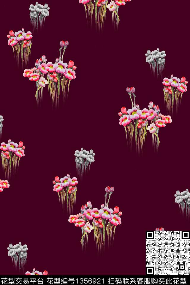 花卉小碎花清爽数码印花华亿平台下载（图片编号: 1356921） - 瓦栏（Walan）
