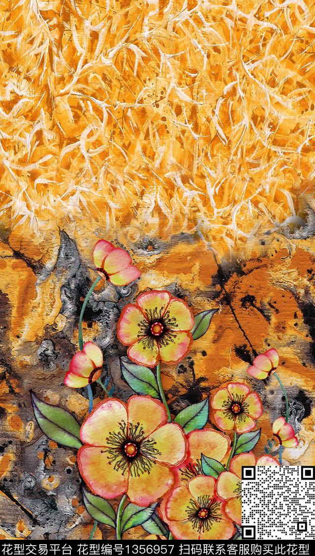 几何数码定位花花卉数码印花华亿平台下载（图片编号: 1356957） - 瓦栏（Walan）