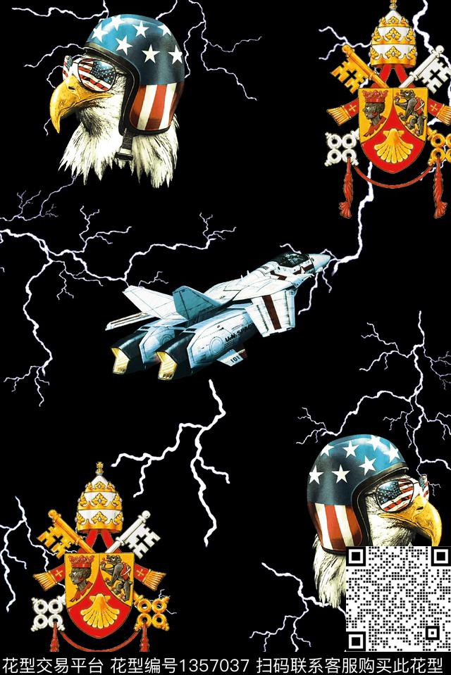 飞机闪电国旗数码印花华亿平台下载（图片编号: 1357037） - 瓦栏（Walan）