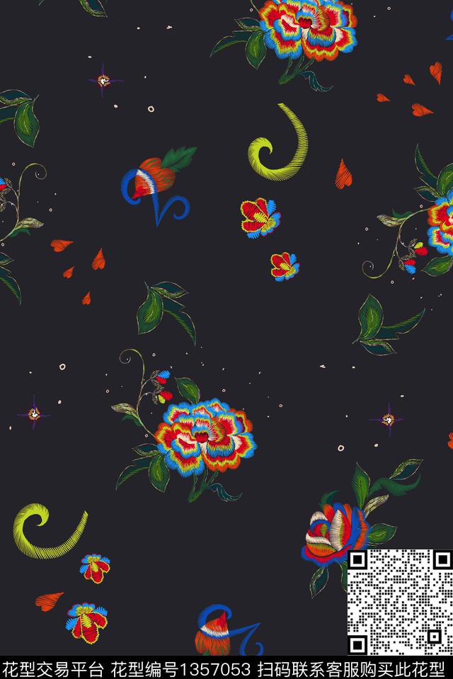 花卉小碎花绣花华亿平台数码印花华亿平台下载（图片编号: 1357053） - 瓦栏（Walan）