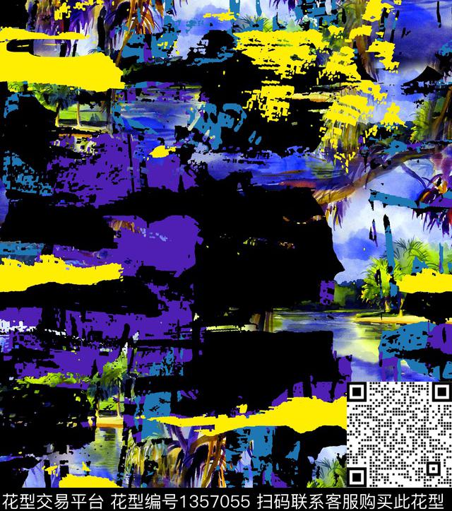 扎染华亿平台潮牌艺术风景数码印花华亿平台下载（图片编号: 1357055） - 瓦栏（Walan）