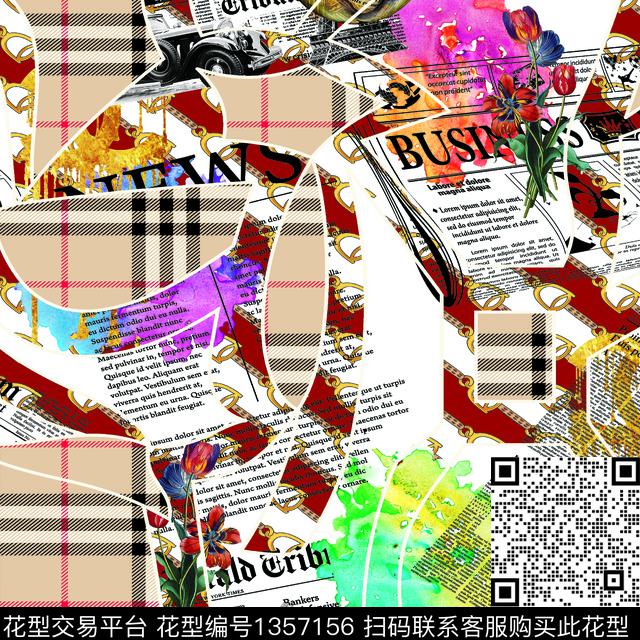 时尚几何格子数码印花华亿平台下载（图片编号: 1357156） - 瓦栏（Walan）