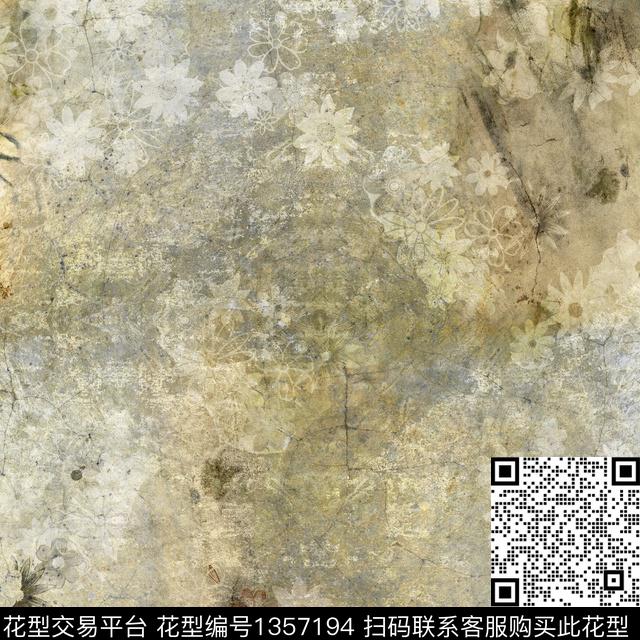 肌理花卉抽象男装数码印花华亿平台下载（图片编号: 1357194） - 瓦栏（Walan）