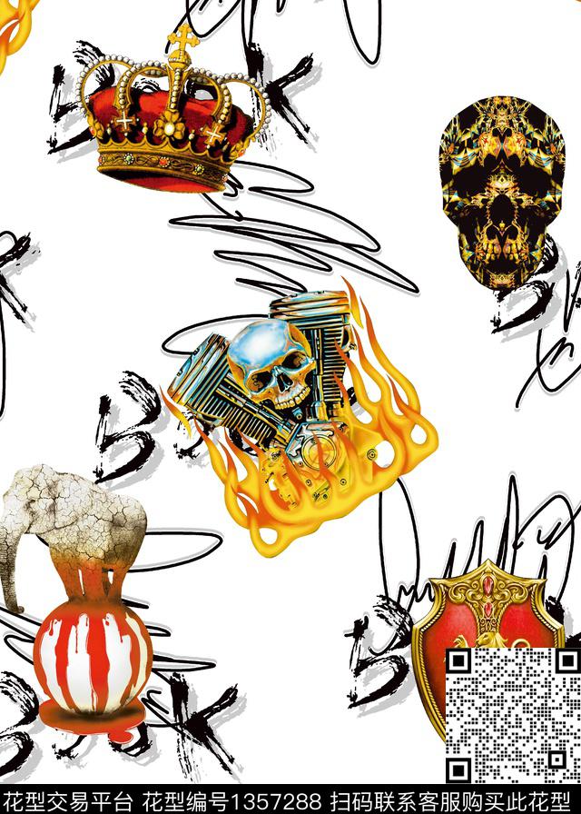 大象骷髅战斗数码印花华亿平台下载（图片编号: 1357288） - 瓦栏（Walan）